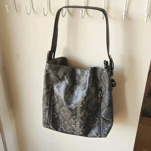 Alexa Python Snake Hobo Bag Adjustable Strap Black Gray